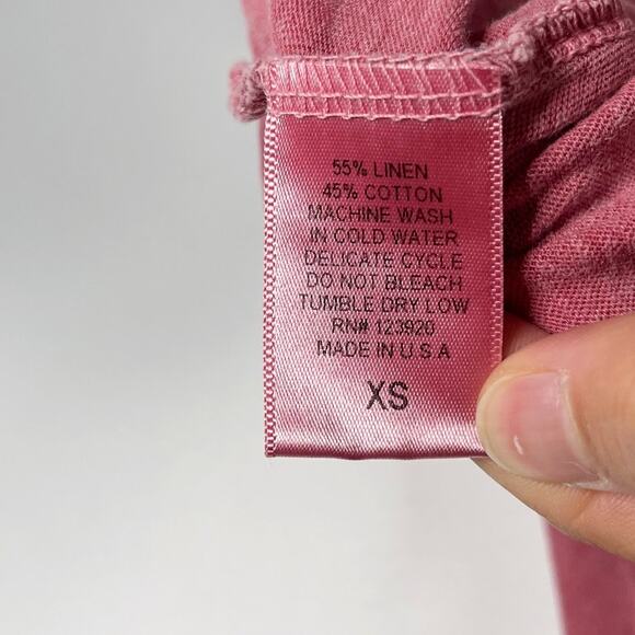 LA Made XSmall Pink Sylvie Off The Shoulder Tee Tshirt Linen Cotton Short Sleeve - Picture 7 of 11